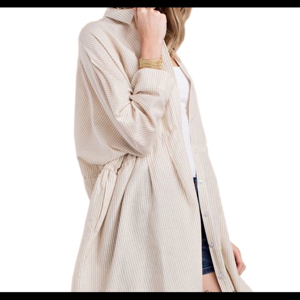 Easel pink and white oversized shirt dress Small